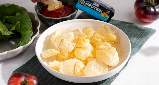 High protein chipsy